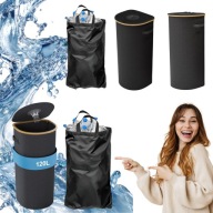 SKŁADANY KOSZ DO RECYKLINGU 120L Z POKRYWĄ I WORKIEM CZARNY BAMBUS