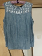 NEXT BLUZKA LUŹNA PRZEWIEWNA LYOCELL + LEN Z KARCZKIEM I HAFTEM R.44