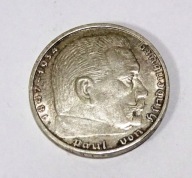 Srebrna moneta 2 marki III Rzesza Hindenburg Mennica A 1939 oryginał 2