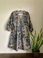 CULTURE M/38 sukienka kopertowa babydoll trapezowa bawełna zwierzęcy print