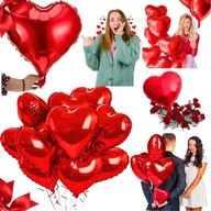 BALONY CZERWONE NA URODZINY WALENTYNKI 20 SZTUK DLA NIEJ FOLIOWE W SERCA