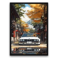 Plakat „BMW E30 M3 Jesienna Ulica” 40×50 cm – motoryzacyjna dekoracja