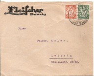 GDAŃSK DANZIG -koperta firmowa -FLEISCHER -obieg 1928 rok znaczki