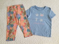 Cool Club legginsy w kwiatki nowe i bluzka niebieska roz 128-134