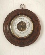 SYGNOWANY HF Heinrich Fröbel ZABYTKOWY BAROMETR - RARYTAS!