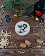 Świąteczna zawieszka, podkładka pod kubek - rękodzieło - sikorka