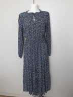 Czarno-fioletowa sukienka z falbanami Greenpoint rozmiar 38 midi