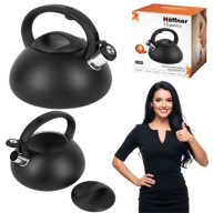 CZAJNIK NA GAZ INDUKCJĘ CZARNY 2,5L MAŁY Z GWIZDKIEM TRADYCYJNY HOFFNER