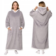KOC BLUZA Oversize do Kostek Gruba KOCOBLUZA XXL SZARA Futrzak Kaptur