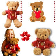 DUŻY MIŚ MISIEK PLUSZOWY NA WALENTYNKI DROBIĄZGARNIA PLUSZOWY BEŻOWY 30 CM