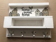 Wieszak na klucze z póleczka - home sweet home -domki laursen-biały