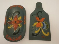 DREWNIANA DESKA MISKA RĘCZNIE MALOWANA BOHO FOLK skandynawska