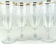 # KIELISZKI do WINA - 4 szt. - ze SZKŁA KRYSZTAŁOWEGO. ZŁOCONE