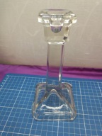 świecznik pojedynczy grube szkło kryształ? kolumnowy