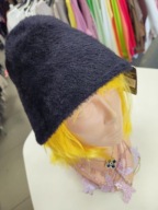 Czapka damska czarna, kapelusik futerko eko, wiskoza !!!