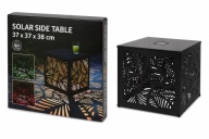 STÓŁ SOLARNY METALOWY OGRODOWY KWADRATOWY 37x37x38CM LAMPA LED CZARNY TARAS