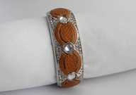 BRANSOLETA CYRKONIE METAL SKÓRKA