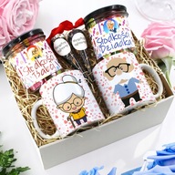 PREZENT ZESTAW NA DZIEŃ BABCI I DZIADKA KUBKI + SŁODYCZE Idealny Prezent