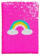 MAGICZNY NOTES NOTATNIK z Dwustronnymi Cekinami A5 Linia RÓŻ-FIOLET