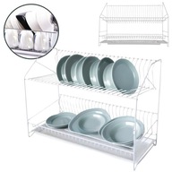 SUSZARKA DO NACZYŃ DWUPOZIOMOWA Z TACKĄ 50 CM OSĄCZARKA OCIEKACZ BIAŁA