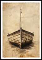 A2 PLAKAT RYSUNEK SZKIC VINTAGE RETRO DAWNA ŁÓDKA ŁÓDŹ RYBACKA