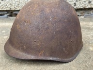 Hełm Radziecki Ruski Sowiecki Przestrzelony stan piekny farba II wojna