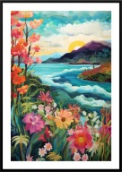 KOLOROWY PLAKAT OBRAZ A2 GÓRY JEZIORO KRAJOBRAZ WSCHÓD SŁOŃCA PATCHWORK