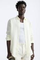 ZARA koszula lniana len 100% regular fit żółta męska L