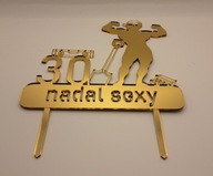 ZABAWNY ŚMIESZNY ZŁOTY TOPER TOPPER NA TORT WBIJANY DLA BUDOWLAŃCA 16-99LAT