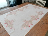 LNIANY ŚWIĄTECZNY OBRUS ŚWIECE STROIKI POLSKI LEN KAMIENNA GÓRA 90 x 148