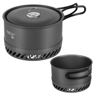 Garnek Turystyczny Aluminiowy Z Pokrywką 1000 ml Kempingowy Z Radiatorem