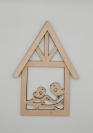 Domek, dom, ptaszek, rękodzieło, sklejka, las w słoiku, 3d, 11* 15cm