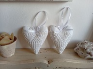 KORONKOWE SERCA DUŻE ZAWIESZKI BAWEŁNA KOMPLET 2 SZTUKI