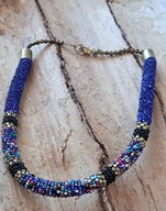 Naszyjnik koraliki obroża kolorowe szafir okazja vintage