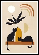 A2 OBRAZ PLAKAT Z KOTEM, KOT, DWA CZARNE KOTY W STYLU BOHO