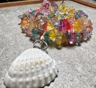 Naszyjnik regulowany handmade Muszla Muszelka Agat barwiony