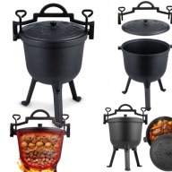 KOCIOŁEK ŻELIWNY 8L GARNEK MYŚLIWSKI PIECZONKA NA OGNISKO GRILL