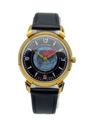 ZŁOCONY MĘSKI ZEGAREK NARĘCZNY SPUTNIK - KRAB - LATA 50-TE - JAK Z FABRYKI