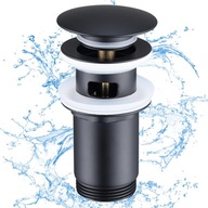 Zawór spustowy Korek umywalkowy Klik Klak z funkcją przelewu Czarny