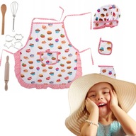 ZESTAW KUCHARZA DLA DZIECI FARTUCH CZAPKA KUCHARSKA RĘKAWICA KUCHENNA