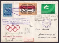 1960 Olimpiada w Rzymie przelot szybowcem koperta Leszno i Aleksandrów