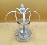 Świecznik KORONA ciekawa metal - szkło 20 cm