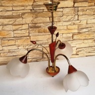 Żyrandol 3-ramienny mosiądzowany bardzo ładny kompletny z czasów PRL