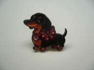 METALOWA EMALIOWANA PIN PRZYPINKA PIES PIESEK JAMNIK