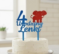 topper na tort dekoracja urodziny personalizacja SŁONIK!!!WYBÓR KOLORÓW