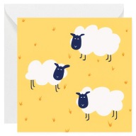 Kartka okolicznościowa na Wielkanoc - Baranki, Pomarańczowa - 14x14 cm