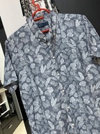 G Koszula Easy hawajska liście palm niebieski odcień szarości bawełna