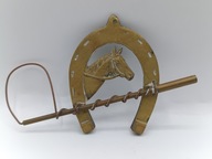 Podkowa na szczęście - Koń konik - śliczna mosiężna - vintage - stara