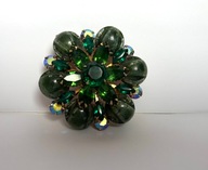 vintage broszka kwiat zielony lata 60 PREZENT