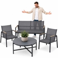 ZESTAW KOMPLET MEBLI 4 EL. OGRODOWYCH METAL FOCUS GARDEN SZARY METALOWY